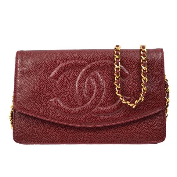 Chanel Red Caviar Skin Timeless WOC Wallet On Chain - Picture 1 of 10